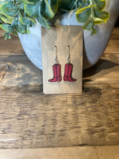 Leather Cowboy Boot Earrings